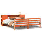 ZNTS Bookcase Bed without Mattress Wax Brown 180x200 cm Super King Solid Wood Pine 3321869