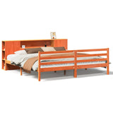 ZNTS Bookcase Bed without Mattress Wax Brown 180x200 cm Super King Solid Wood Pine 3321869