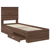 Bed Frame Brown Oak and Silver 70 x 190 cm Engineered Wood 3411374