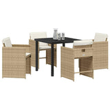Garden Dining Set with Cushion 5 pcs Beige Poly Rattan 3379988