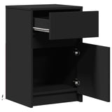 ZNTS Bedside Cabinet with LED Lights Black Engineered Wood 852000