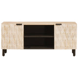 TV Cabinet White Wash Finish 105 x 33 x 46 cm Solid Mango Wood 4017864