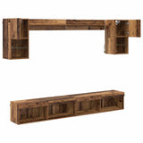 TV Wall Units with LED with LED 6 pcs Old Wood Engineered Wood 3402955