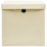 ZNTS Storage Boxes with Lid 10 pcs Cream 32x32x32 cm Fabric 288360