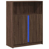 Sideboard with LED Brown Oak 77x34x100 cm Engineered Wood 852151