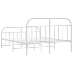 Metal Bed Frame without Mattress with Footboard White 160x200cm 353705