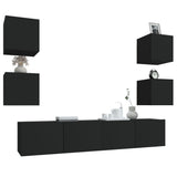 TV Cabinet Set Set of 6 Black Engineered wood 3114255