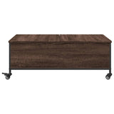 ZNTS Coffee Table with Wheels Brown Oak 91x55x34 cm Engineered Wood 842300