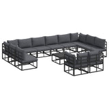 Garden Sofa Set with Cushion 13 pcs Black Aluminium 3378925