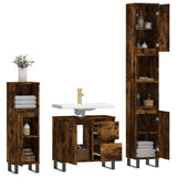 3 Piece Bathroom Furniture Set Smoked Oak Engineered Wood 3190234
