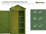 Small Shed, Tall Slim Wooden Garden Shed with 3 Removable Shelves and Roof Hatch, Compact Outdoor T3398P318680