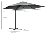 2.5M Garden Cantilever Parasol, Offset Roma Patio Umbrella Hanging Sun Shade Canopy Shelter with T3398P315864