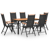 Dining Set Black Powder-coated aluminium, Textilene, WPC Medium 3070629