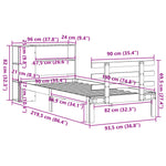 ZNTS Bookcase Bed without Mattress Wax Brown 90x190 cm Single Solid Wood Pine 3322738