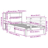 ZNTS Bookcase Bed without Mattress Wax Brown 90x190 cm Single Solid Wood Pine 3322738