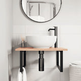 Basin Shelf Wall Mounted Steel and Solid Wood Oak 3302641