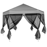 42111 Hexagonal Pop-Up Marquee with 6 Sidewalls Grey 3,6x3,1 m