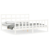 Bed Frame without Mattress White Super King Size Solid Wood Pine 3193027