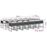 13 Piece Garden Dining Set with Cushions Grey Poly Rattan 3211484