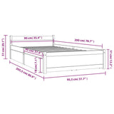 3103484 Bed Frame without Mattress with Drawers White 90x200 cm