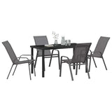 Garden Dining Set 5 pcs Grey and Black Powder-coated Steel 3379123