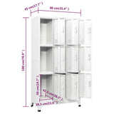 Locker Cabinet with 9 Compartments Steel 90x45x180 cm Grey 20157