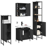 4 Piece Bathroom Cabinet Set Black Engineered Wood 3214770