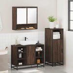 ZNTS 3 Piece Bathroom Furniture Set Brown Oak Engineered Wood 3301004