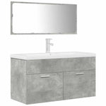 ZNTS 3 Piece Bathroom Furniture Set Concrete Grey Engineered Wood 3324894