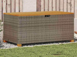 Garden Storage Box Grey 110x55x63 cm Poly Rattan Acacia Wood 366286
