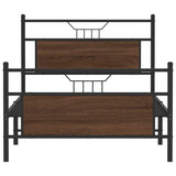 Bed Frame without Mattress Brown Oak 100x190 cm Engineered Wood 4106853