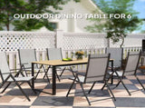 Garden Table for 6 People, 175 x 78 x 75 cm Rectangle Outdoor Dining Table with Slatted Top, Metal T3398P327919
