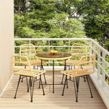 ZNTS 5 Piece Garden Dining Set Poly Rattan 3157843