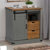 Sideboard HALDEN with Sliding Door Grey 80x40x80 cm Solid Wood 4018419