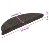 Stair Mats Self-adhesive 20 pcs 56x17x3 cm Anthracite Half Round 3365675