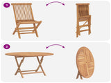 Garden Bistro Set Folding 3 pcs Natural Solid Teak Wood 3437376