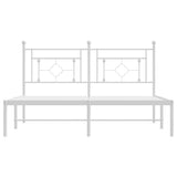 Metal Bed Frame without Mattress with Headboard White 150x200cm 374390