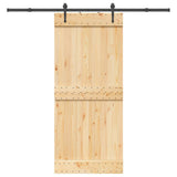 Sliding Door with Hardware Set 90x210 cm Solid Wood Pine 3332697