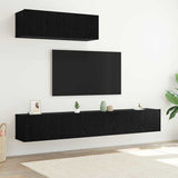 TV Cabinet Set Wall-mounted 3 pcs Black Oak Engineered Wood 3332502