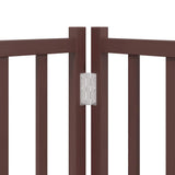 Dog Gate with Door Foldable 4 Panels Brown Oak 320 cm Solid Wood Fir 352299