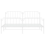 ZNTS Metal Bed Frame with Headboard and Footboard White 200x200 cm 373961