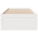 Bed Frame without Mattress with Drawers White 75x190 cm Small Single Solid Wood Pine 3308829
