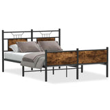 Bed Frame without Mattress Smoked Oak 150x200 cm King Size Engineered Wood 4106928