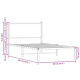 Metal Bed Frame without Mattress Brown Oak 100x200 cm 4007760