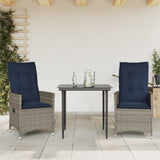 Reclining Garden Chairs 2 pcs with Cushions Grey Poly Rattan 365649