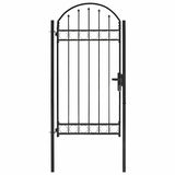 Fence Gate "ASSEN" with Arched Top Steel 102x200 cm Black 146339