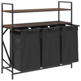 Laundry Basket 3 Compartments with Shelves Brown Oak 859084