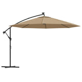 Cantilever Garden Parasol with LED Lights and Metal Pole 350 cm Taupe 44526