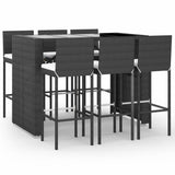 7 Piece Garden Bar Set with Cushions Black Poly Rattan 3203947