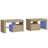 ZNTS Bedside Cabinets 2 pcs with LED Lights Sonoma Oak 70x36.5x40 cm 3152772